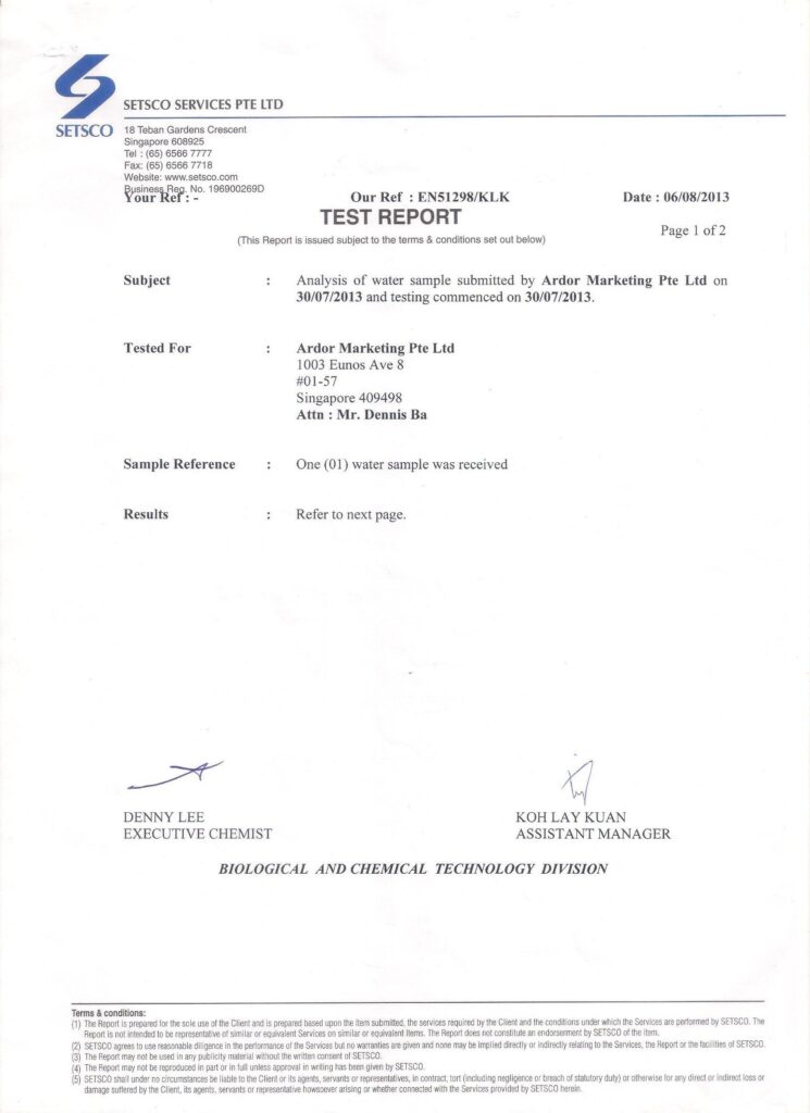 Setsco Water Quality Test